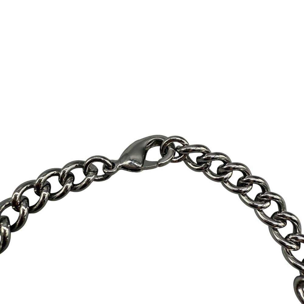 Nike Swoosh Charm Curb Chain Bangle Bracelet Silver Tone Trendy Streetwear - Picture 5 of 5